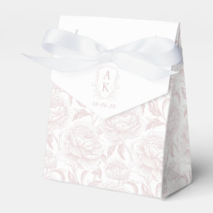 Blush pink Monogram Crest Chinoiserie Peonies Favour Box