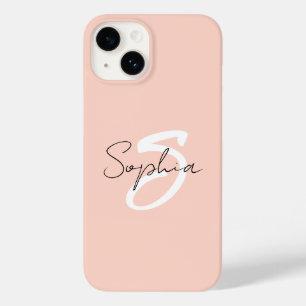 Blush Pink Monogram Custom Name Case-Mate iPhone 14 Case