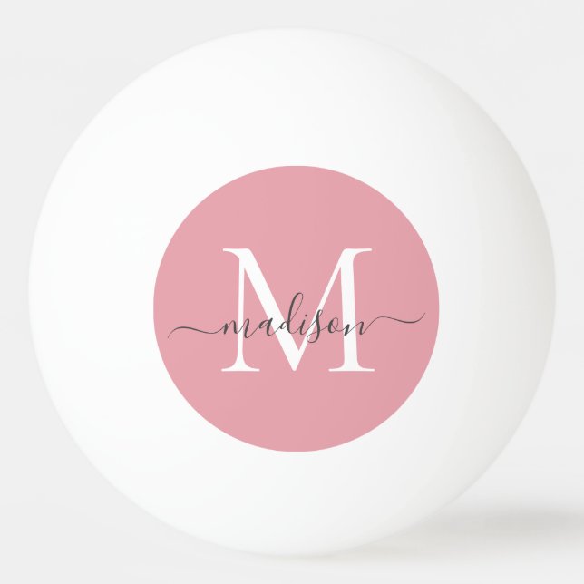 Blush Pink Monogram Elegant Girly Grey Script Ping Pong Ball (Front)