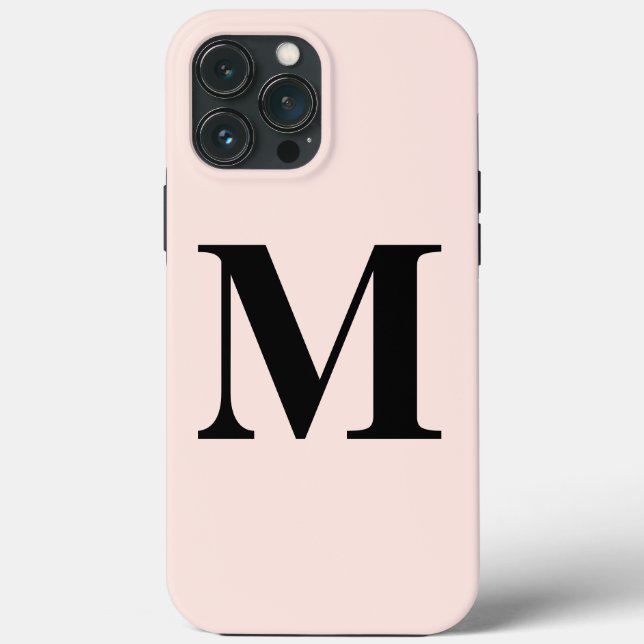 Blush Pink Monogram Initial Custom Name Classy Case-Mate iPhone Case (Back)