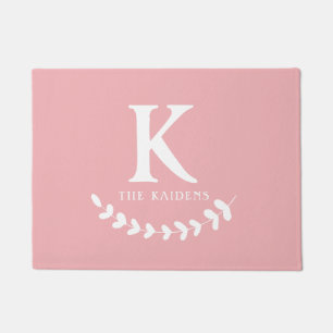 Blush Pink Monogram Initial & Family Last Name Doormat