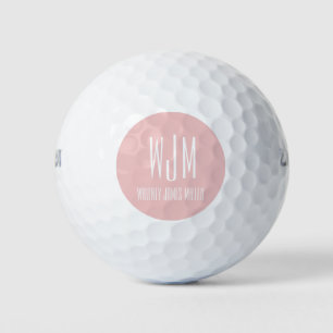 Blush pink Monogram Initial Golf Balls