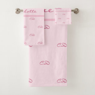 Blush pink monogram initials pattern name bath towel set