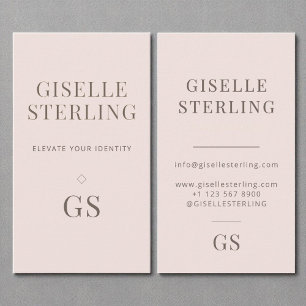 Blush Pink Monogram Modern Elegant Minimalist  Business Card