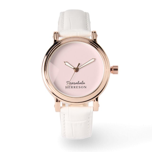 Blush Pink Monogram Modern Minimalist Feminine Chi Watch (Front)