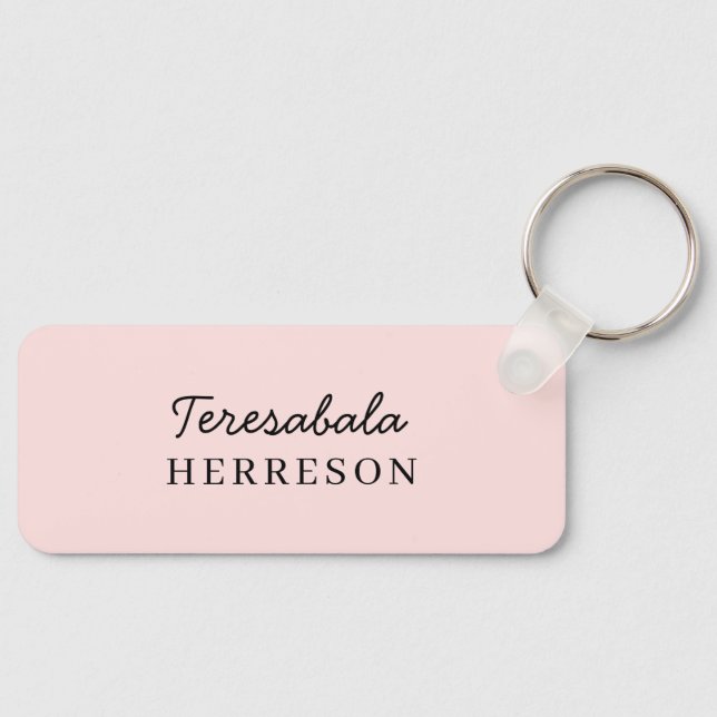 Blush Pink Monogram | Modern Minimalist Feminine  Key Ring (Front)