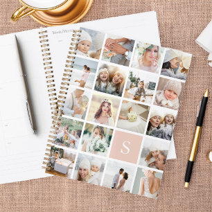 Blush Pink Monogram Photo Collage Planner
