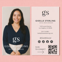Blush Pink Monogram Photo Social Media QR Code