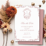 Blush Pink Monogram Vintage Crest Wedding Save The Date<br><div class="desc">Blush Pink | Dusty Rose Monogram Floral Vintage Crest Wedding Save the Date Card. Celebrate your special day with this elegant and beautiful wedding invitation design to beautify your special occasion. All the texts are pre-arranged for you to personalise easily and quickly with your own details.</div>
