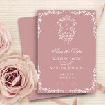 Blush Pink Monogram Vintage Crest Wedding Save The Date<br><div class="desc">Blush Pink | Dusty Rose Monogram Floral Vintage Crest Wedding Save the Date Card. Celebrate your special day with this elegant and beautiful wedding invitation design to beautify your special occasion. All the texts are pre-arranged for you to personalise easily and quickly with your own details.</div>