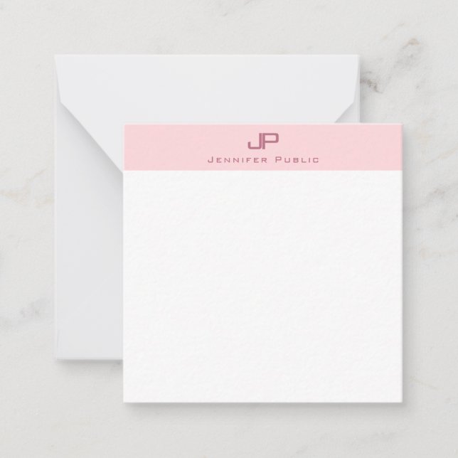 Blush Pink Monogrammed Simple Modern Template (Front)