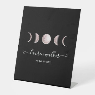blush pink moon phases yoga studio pedestal sign