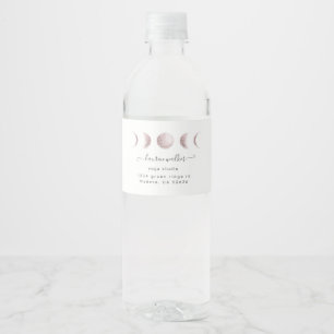 blush pink moon phases yoga studio water bottle label
