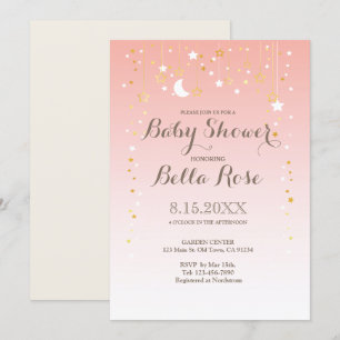 Blush Pink Moon Star Girl Baby Shower Invite