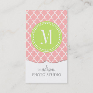 Blush Pink Moroccan Tiles Lattice Personalised Business Card