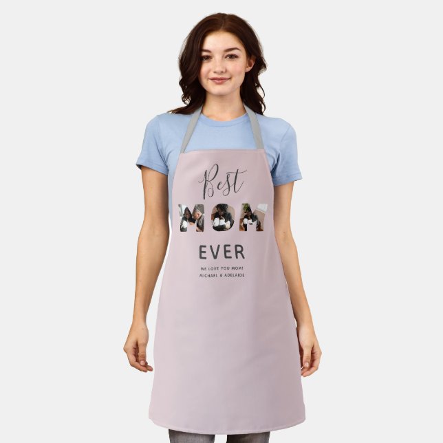 Blush Pink Mothers Day Photo Collage Best Mum Ever Apron (Worn)