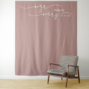 Blush Pink Mr. and Mrs. Wedding Banner Tapestry