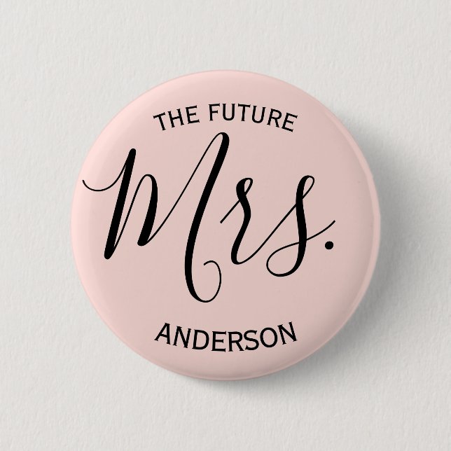 Blush Pink Mrs Bridal Party 6 Cm Round Badge (Front)