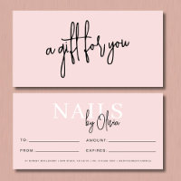 Blush Pink Nail Salon Logo Gift Certificates