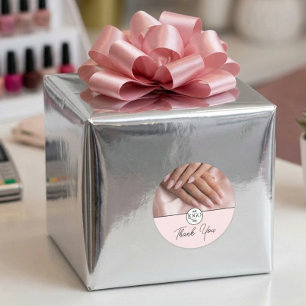 Blush Pink Nail Salon Modern Script Appreciation Classic Round Sticker