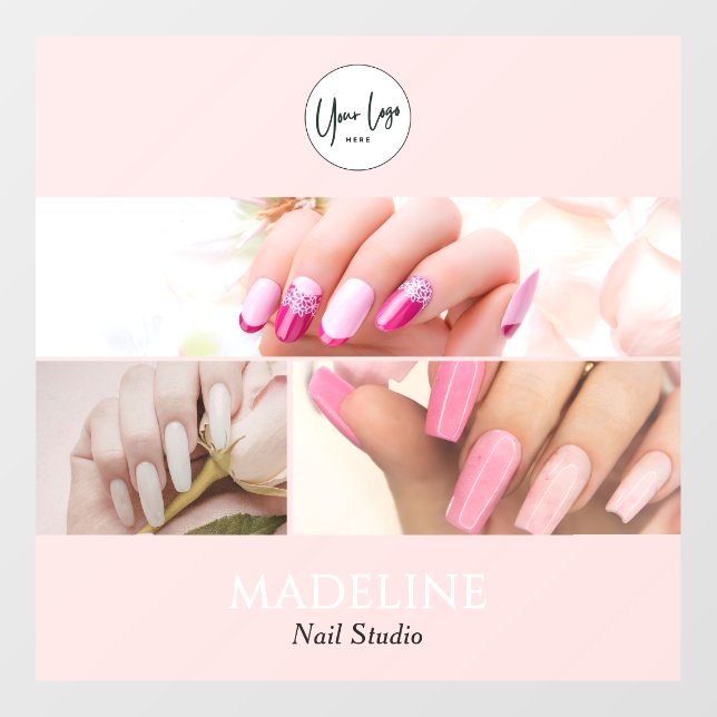 Blush Pink Nail Studio Logo Photo Window Cling (Sheet)