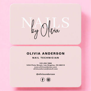 Blush Pink Nail Technician Business Card