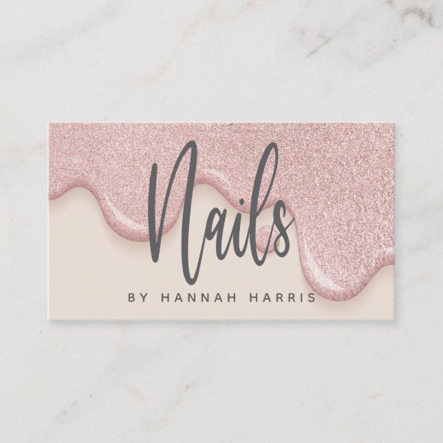 Blush Pink Nail Technician Business Card (Front)