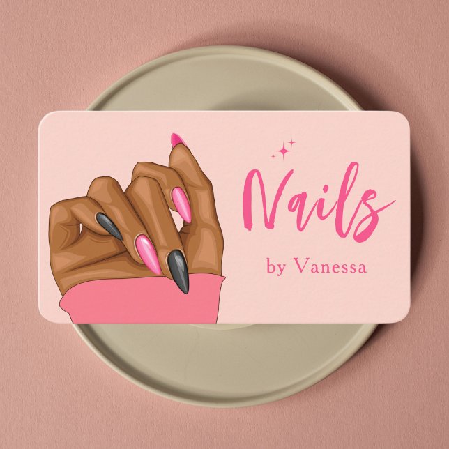 Blush Pink Nail Technician Modern Nails Art Salon Business Card (Creator Uploaded)