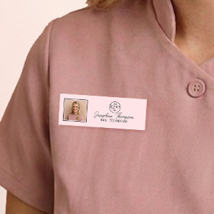 Blush Pink Nail Technician Salon Branding Name Tag