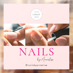 Blush Pink Nails Salon Logo Photo Makeup Studio Window Cling
