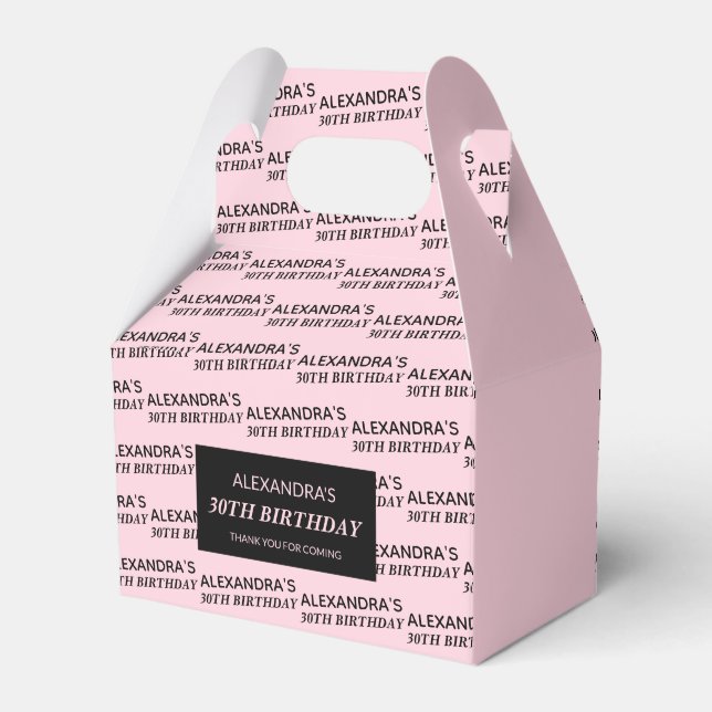 Blush Pink Name & Age Birthday Favour Boxes (Front Side)