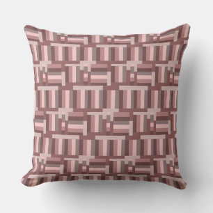 Blush Pink Natural Brown Geometrical Boho Cushion