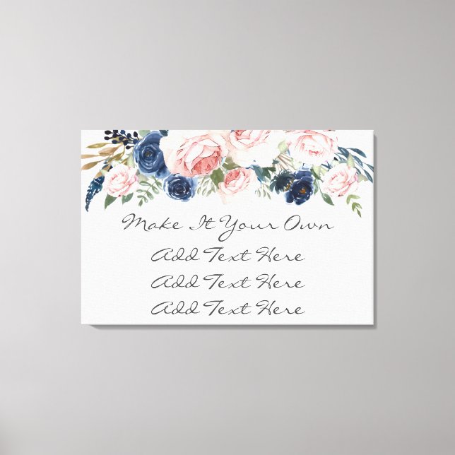 Blush Pink Navy Floral Wedding Sign (Front)