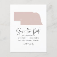 Blush Pink Nebraska Map Script Save the Date