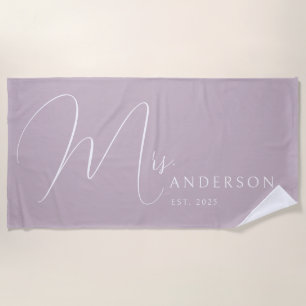 Blush Pink Newlyweds Name Personalized Honeymoon Beach Towel
