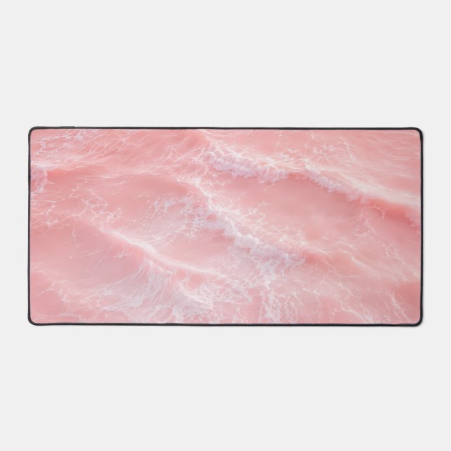 Blush Pink Ocean Waves Abstract Pattern Desk Mat (Front)