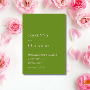 Blush Pink & Olive Green Minimalist Modern Wedding Invitation