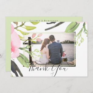 Blush Pink Olive Photo Thank You Wedding 