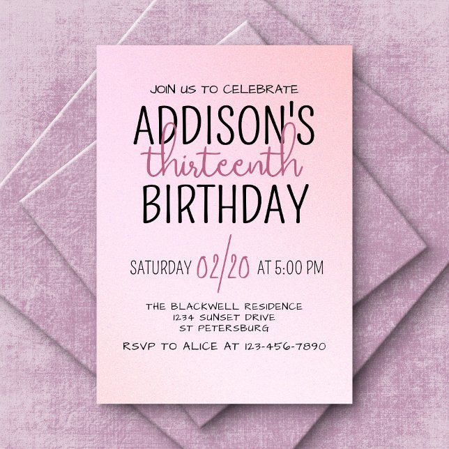 Blush Pink Ombre Birthday Invitation (Creator Uploaded)