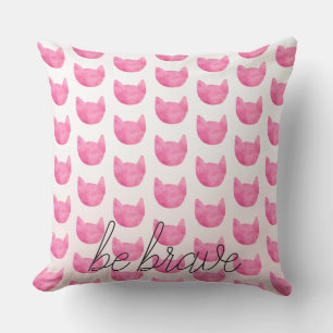 Blush Pink Ombre Cat Be Brave Cushion
