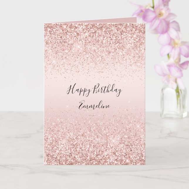 Blush Pink Ombre Glitzy Glitter Sparkle   Card (Orchid)