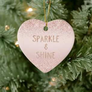Blush Pink Ombre Glitzy Glitter Sparkle     Ceramic Tree Decoration