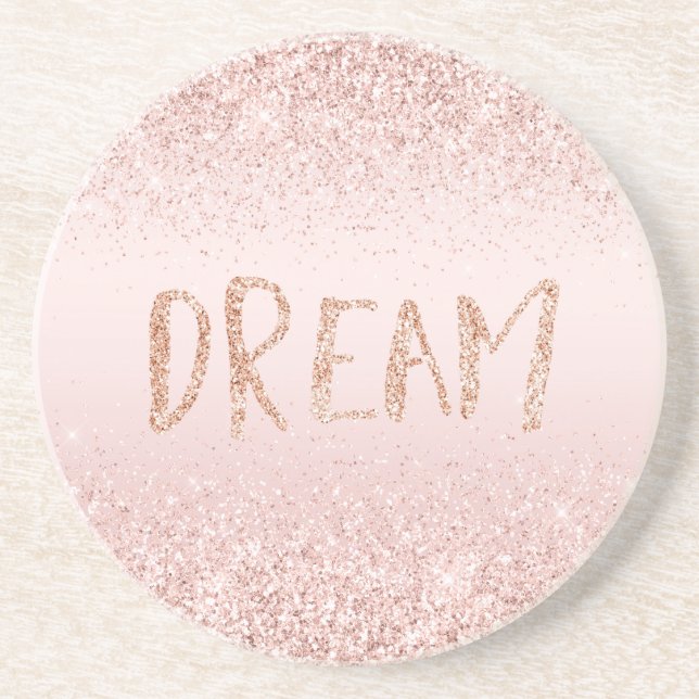 Blush Pink Ombre Glitzy Glitter Sparkle         Coaster (Front)