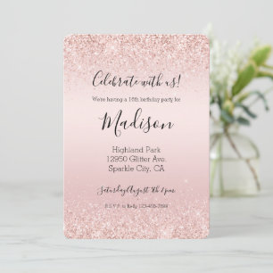 Blush Pink Ombre Glitzy Glitter Sparkle Invitation