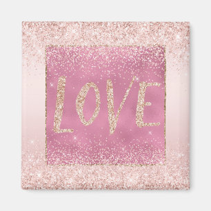 Blush Pink Ombre Glitzy Glitter Sparkle Love      Magnet
