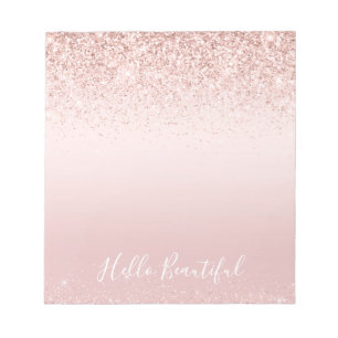 Blush Pink Ombre Glitzy Glitter Sparkle Note
