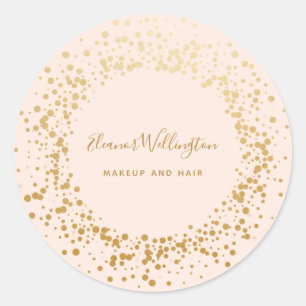 Blush Pink Ombre Gold Confetti Dots Creative   Classic Round Sticker