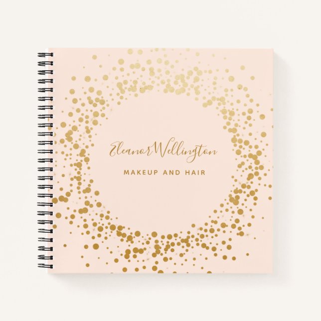 Blush Pink Ombre Gold Confetti Dots Creative  Notebook (Front)