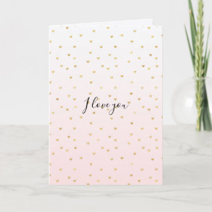 Blush Pink Ombre Gold Hearts Love Card