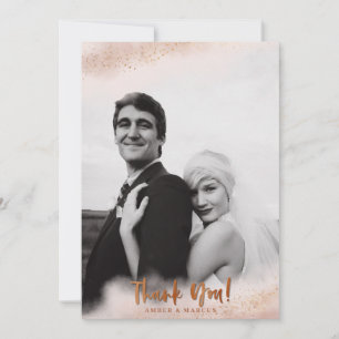 Blush Pink Ombre Gold Wedding Thank You Card